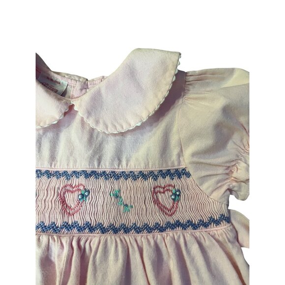 Vintage Allison Ann Smocked Sun Suit Infant Girls 24 Mo Pink - Picture 7 of 13